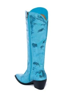 AZALEA WANG MY SWEETHEART SEQUIN EMBELLISHED BOOT IN BLUE -Azalea Wang store azalea wang my sweetheart sequin embellished boot in blue blue 4 4 c1