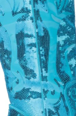 AZALEA WANG MY SWEETHEART SEQUIN EMBELLISHED BOOT IN BLUE -Azalea Wang store azalea wang my sweetheart sequin embellished boot in blue blue 5 5