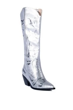 AZALEA WANG MY SWEETHEART SEQUIN EMBELLISHED BOOT IN SILVER -Azalea Wang store azalea wang my sweetheart sequin embellished boot in silver silver 3 3