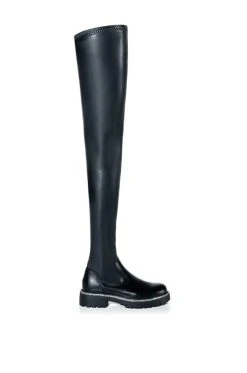 AZALEA WANG NEW RULES THIGH HIGH STRETCH BOOT WITH 4 WAY STRETCH IN BLACK -Azalea Wang store azalea wang new rules thigh high stretch boot in black black 2 2