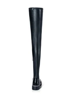 AZALEA WANG NEW RULES THIGH HIGH STRETCH BOOT WITH 4 WAY STRETCH IN BLACK -Azalea Wang store azalea wang new rules thigh high stretch boot in black black 4 4