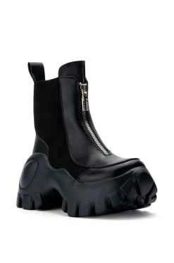 AZALEA WANG NORTH ZIP CHUNKY BOOT IN BLACK -Azalea Wang store azalea wang north zip chunky boot in black black 3 3