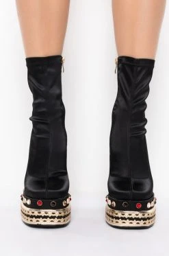 AZALEA WANG NOTICE ME CHUNKY BOOTIE IN BLACK -Azalea Wang store azalea wang notice me chunky bootie in black black 5 5