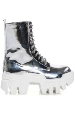 AZALEA WANG OLYMPIA SILVER CHUNKY BOOTIE -Azalea Wang store azalea wang olympia silver chunky bootie silver 2 2