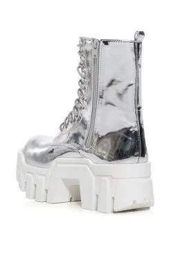 AZALEA WANG OLYMPIA SILVER CHUNKY BOOTIE -Azalea Wang store azalea wang olympia silver chunky bootie silver 4 4