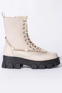 AZALEA WANG ON THE MOVE FLATFORM BOOTIE IN BONE -Azalea Wang store azalea wang on the move flatform bootie in bone bone 3 3