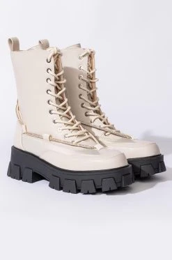 AZALEA WANG ON THE MOVE FLATFORM BOOTIE IN BONE -Azalea Wang store azalea wang on the move flatform bootie in bone bone 4 4