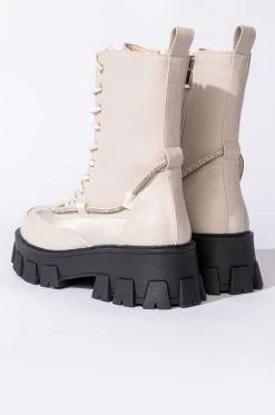 AZALEA WANG ON THE MOVE FLATFORM BOOTIE IN BONE -Azalea Wang store azalea wang on the move flatform bootie in bone bone 5 5