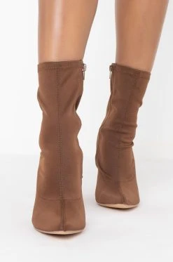 AZALEA WANG ONLY ONE FOR YOU STILETTO BOOTIE IN BROWN -Azalea Wang store azalea wang only one for you stiletto bootie in brown brown 3 3