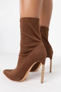 AZALEA WANG ONLY ONE FOR YOU STILETTO BOOTIE IN BROWN -Azalea Wang store azalea wang only one for you stiletto bootie in brown brown 5 5