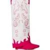AZALEA WANG OUTLAND WESTERN WEDGE BOOT IN FUCHSIA WHITE -Azalea Wang store azalea wang outland western wedge boot in fuchsia white fuchsia 2 2