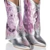 AZALEA WANG PARTY IN THE USA FOLD OVER WESTERN BOOT IN METALLIC -Azalea Wang store azalea wang party in the usa fold over western boot in metallic silver 1 1