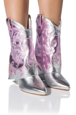 AZALEA WANG PARTY IN THE USA FOLD OVER WESTERN BOOT IN METALLIC