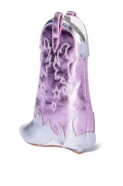 AZALEA WANG PARTY IN THE USA FOLD OVER WESTERN BOOT IN METALLIC -Azalea Wang store azalea wang party in the usa fold over western boot in metallic silver 4 4