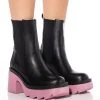 AZALEA WANG PRIMROSE PURPLE SOLE CHUNKY BOOTS IN BLACK 1 AZALEA WANG PRIMROSE PURPLE SOLE CHUNKY BOOTS IN BLACK -Azalea Wang store azalea wang primrose purple sole chunky boots in black purple 1 1