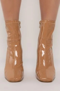 AZALEA WANG PULL ON MY HEART STRINGS STILETTO BOOTIE IN NUDE -Azalea Wang store azalea wang pull on my heart strings stiletto bootie in nude nude 3 3