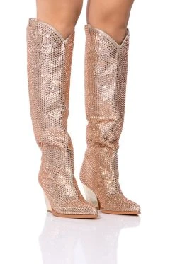 AZALEA WANG RAISE THE BAR EMBELLISHED WESTERN BOOT IN NUDE