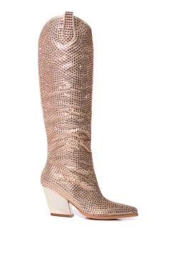 AZALEA WANG RAISE THE BAR EMBELLISHED WESTERN BOOT IN NUDE -Azalea Wang store azalea wang raise the bar embellished western boot in nude nude 3 3