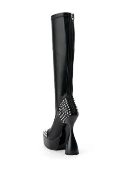 AZALEA WANG RIGHT ON BEAT CHUNKY BOOT WITH 4 WAY STRETCH IN BLACK -Azalea Wang store azalea wang right on beat chunky boot in black black 4 4 c1