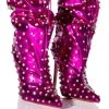 AZALEA WANG RUN THIS TOWN EMBELLISHED METALLIC BOOTIE IN FUCHSIA -Azalea Wang store azalea wang run this town embellished metallic bootie in fuchsia fuchsia 1 1