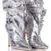 AZALEA WANG RUN THIS TOWN EMBELLISHED METALLIC BOOTIE IN SILVER -Azalea Wang store azalea wang run this town embellished metallic bootie in silver silver 1 1
