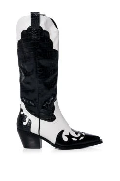 AZALEA WANG SALLY WESTERN BOOTIE IN BLACK WHITE -Azalea Wang store azalea wang sally western bootie in black white black white 2 2