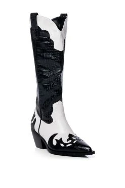 AZALEA WANG SALLY WESTERN BOOTIE IN BLACK WHITE -Azalea Wang store azalea wang sally western bootie in black white black white 3 3