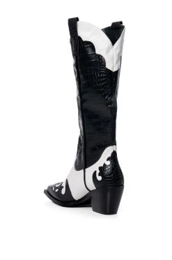 AZALEA WANG SALLY WESTERN BOOTIE IN BLACK WHITE -Azalea Wang store azalea wang sally western bootie in black white black white 4 4
