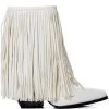 AZALEA WANG SCARLETT CHUNKY WESTERN FRINGE BOOTIE IN WHITE -Azalea Wang store azalea wang scarlett chunky western fringe bootie in white white 2 2