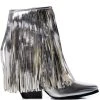 AZALEA WANG SCARLETT METALLIC CHUNKY WESTERN FRINGE BOOTIE IN SILVER -Azalea Wang store azalea wang scarlett metallic chunky western fringe bootie in silver silver 2 2