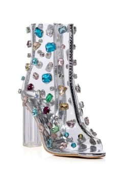 Azalea Wang store 22 Azalea Wang store -Azalea Wang store azalea wang shayleigh embellished pvc bootie in multi multi 3 3