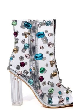 AZALEA WANG SHAYLEIGH EMBELLISHED PVC BOOTIE IN MULTI -Azalea Wang store azalea wang shayleigh embellished pvc bootie in multi multi 5 5