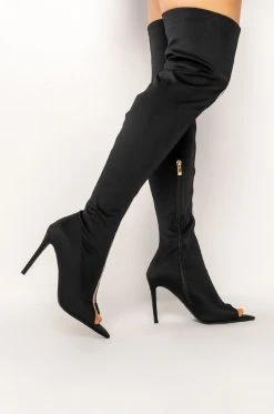 AZALEA WANG SHEER LUCK STILETTO BOOT IN BLACK -Azalea Wang store azalea wang sheer luck stiletto boot in black black 2 2