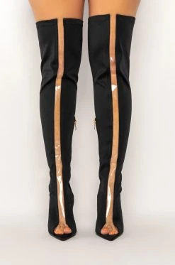 AZALEA WANG SHEER LUCK STILETTO BOOT IN BLACK -Azalea Wang store azalea wang sheer luck stiletto boot in black black 3 3