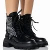 AZALEA WANG SHE'S THRIVING FLATFORM BLING COMBAT BOOT IN BLACK -Azalea Wang store azalea wang shes thriving flatform bling combat boot in black black 1 1