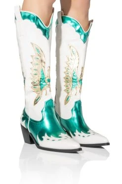 AZALEA WANG SHOW ME OFF COWBOY BOOT IN GREEN -Azalea Wang store azalea wang show me off cowboy boot in green green 1 1