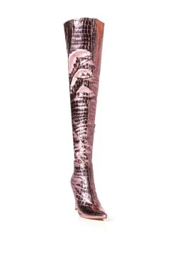 AZALEA WANG SHOWSTOPPER OVER THE KNEE STILETTO BOOT IN PINK -Azalea Wang store azalea wang showstopper over the knee stiletto boot in pink pink 3 3