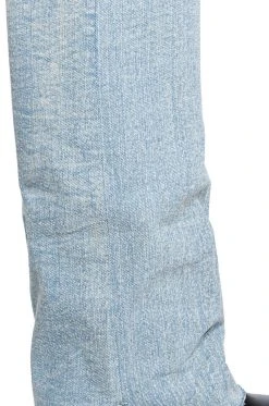 AZALEA WANG SHURI DENIM FOLD OVER BOOT -Azalea Wang store azalea wang shuri denim fold over boot denim 5 5