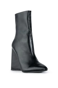 AZALEA WANG SIMPLY IRRESISTIBLE CHUNKY PU BOOTIE IN BLACK -Azalea Wang store azalea wang simply irresistible chunky pu bootie in black black 3 3