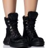 AZALEA WANG SKYLAR EDGY LACE UP BOOTIE IN BLACK -Azalea Wang store azalea wang skylar edgy lace up bootie in black black 1 1