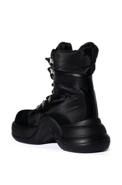 AZALEA WANG SKYLAR EDGY LACE UP BOOTIE IN BLACK -Azalea Wang store azalea wang skylar edgy lace up bootie in black black 4 4