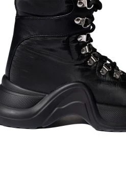 AZALEA WANG SKYLAR EDGY LACE UP BOOTIE IN BLACK -Azalea Wang store azalea wang skylar edgy lace up bootie in black black 5 5