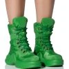 AZALEA WANG SKYLAR EDGY LACE UP BOOTIE IN GREEN -Azalea Wang store azalea wang skylar edgy lace up bootie in green green 1 1