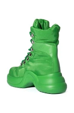 AZALEA WANG SKYLAR EDGY LACE UP BOOTIE IN GREEN -Azalea Wang store azalea wang skylar edgy lace up bootie in green green 4 4