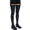 AZALEA WANG SMITTEN OVER YOU DETACHABLE BELT THIGH HIGH FLAT BOOT WITH 4 WAY STRETCH -Azalea Wang store azalea wang smitten over you detachable belt thigh high flat boot with 4 way stretch black pu 1 1