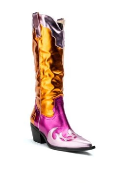 AZALEA WANG SPICE IT UP CHUNKY WESTERN BOOT IN MULTI -Azalea Wang store azalea wang spice it up chunky western boot in multi multi 3 3