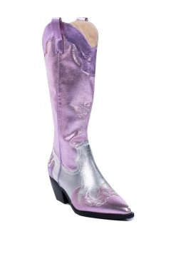 AZALEA WANG SPICE IT UP CHUNKY WESTERN BOOT IN PINK MULTI -Azalea Wang store azalea wang spice it up chunky western boot in pink multi multi 3 3