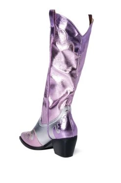 AZALEA WANG SPICE IT UP CHUNKY WESTERN BOOT IN PINK MULTI -Azalea Wang store azalea wang spice it up chunky western boot in pink multi multi 4 4