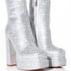 AZALEA WANG STAR POWER EMBELLISHED CHUNKY PLATFORM BOOTIE IN SILVER -Azalea Wang store azalea wang star power embellished chunky platform bootie in silver silver 1 1