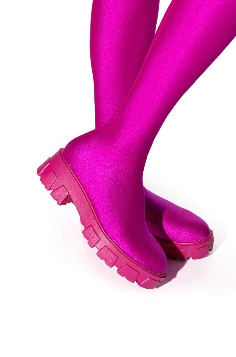 AZALEA WANG STAR STRETCH FLATFORM PANT BOOT IN FUCHSIA 6 AZALEA WANG STAR STRETCH FLATFORM PANT BOOT IN FUCHSIA - Image 4